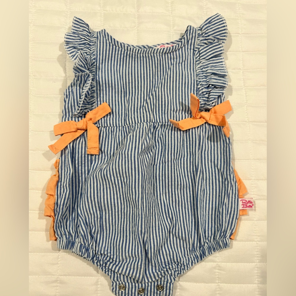 Ruffle Butts Blue and Orange Striped Bubble